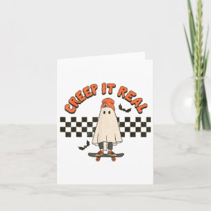 Retro Halloween Creep It Real Ghost Boy Fall Seaso Karte