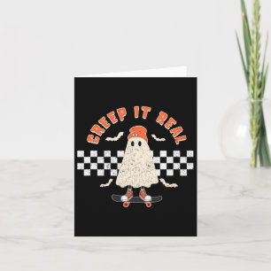 Retro Halloween Creep It Real Ghost Boy Fall Seaso Karte