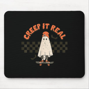Retro Halloween Creep it real Ghost Boy Fall Seaso Mousepad