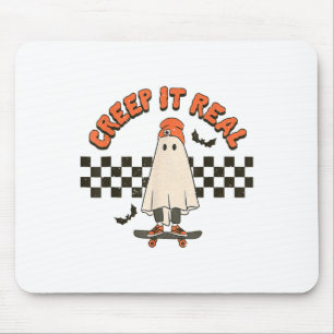 Retro Halloween Creep It Real Ghost Boy Fall Seaso Mousepad