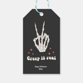 Retro Halloween Creep it Real Skeleton Geschenkanhänger