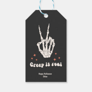 Retro Halloween Creep it Real Skeleton Geschenkanhänger