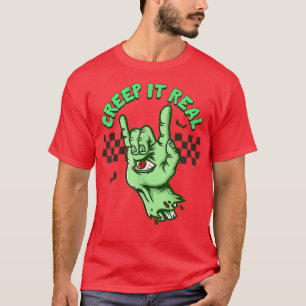 Retro Halloween Creep it Real Vintag Hand Hallowag T-Shirt