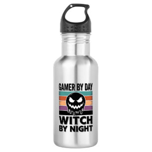 Retro-Halloween-Design für Gamer bei Tag und Hexe Edelstahlflasche