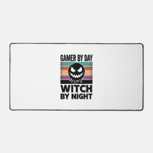 Retro-Halloween-Design für Gamer bei Tag und Hexe Schreibtischunterlage