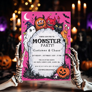 Retro-Halloween-Einladung zur Monsterparty Einladung