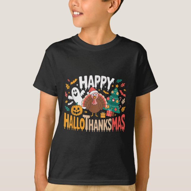 Retro Halloween Erntedank Weihnachtsfest Hallo T-Shirt (Vorderseite)