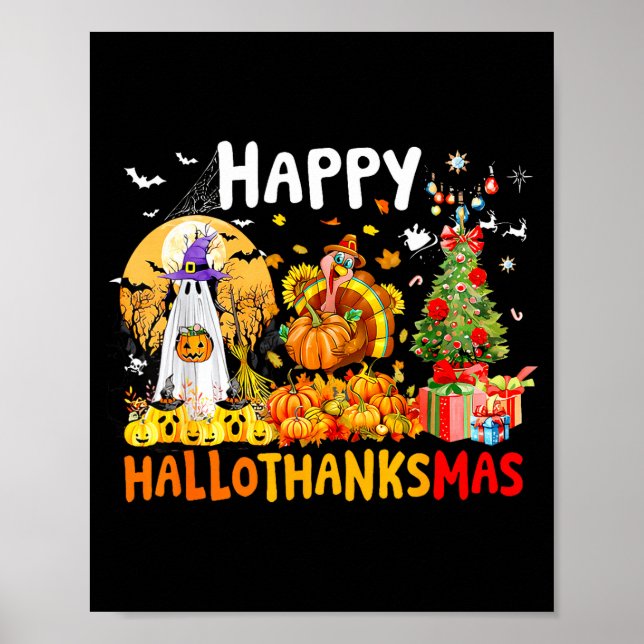 Retro Halloween Erntedankfest Weihnachten Froh Hal Poster (Vorne)