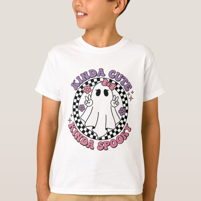 Retro Halloween Feelin Kinda Niedlich Kinda Spooky T-Shirt (Vorderseite)