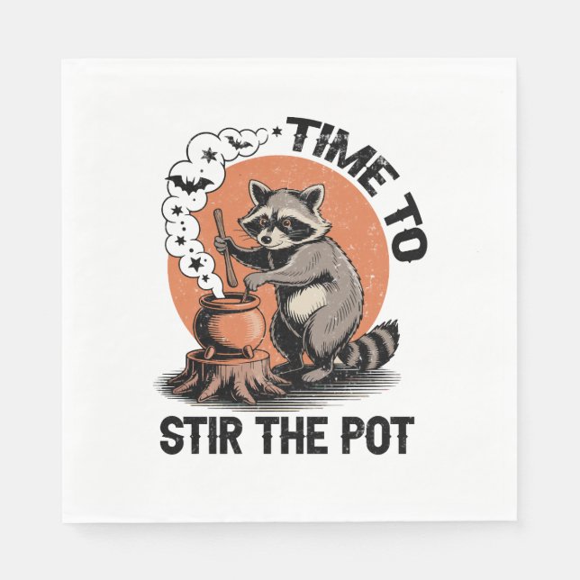 Retro Halloween Feral Time um den Pot zu umrühren Serviette (Vorderseite)
