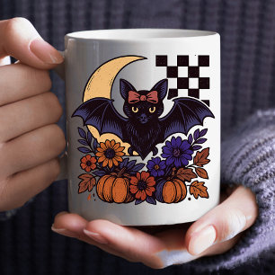 Retro-Halloween-Fledermaus mit Mond-Gothic-Ästheti Kaffeetasse