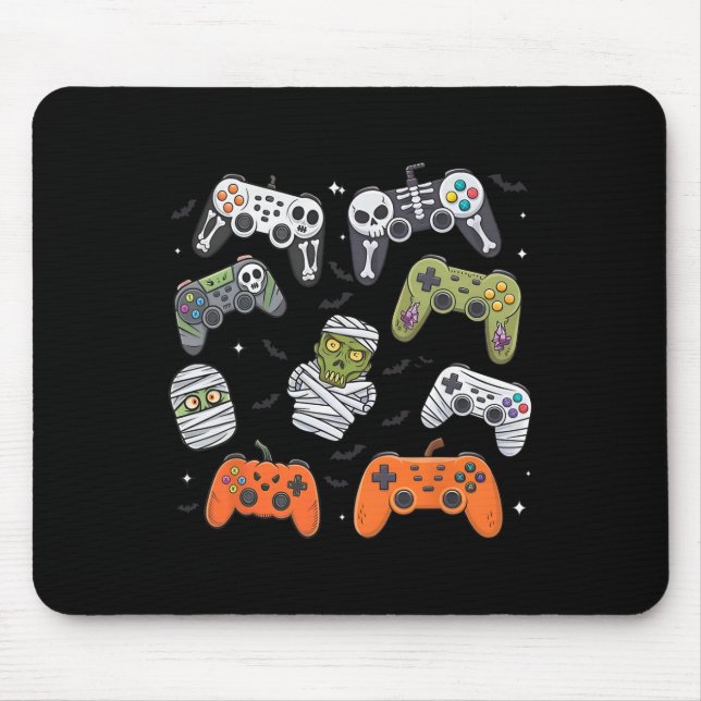 Retro-Halloween-Gaming-Controller-Skelett-Spiel-Ha Mousepad (Vorne)
