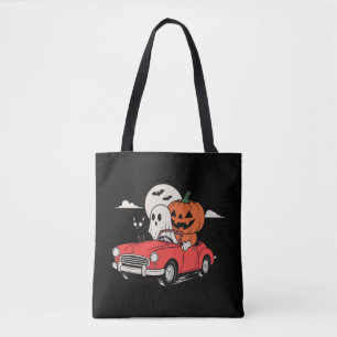 Retro-Halloween-Geist-fährt-rotes-Auto-T-Shirt
