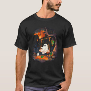 Retro Halloween Geist Kürbis Floral Vintage Boo M T-Shirt