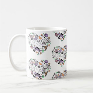 Retro Halloween Geister und Kürbisherzen Kaffeetasse