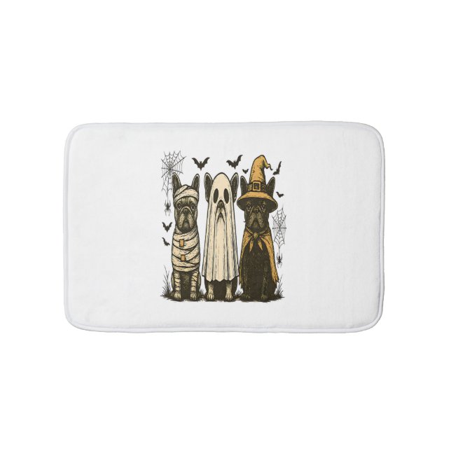 Retro Halloween Ghost French Bulldog Gothic Png Badematte (Vorderseite)