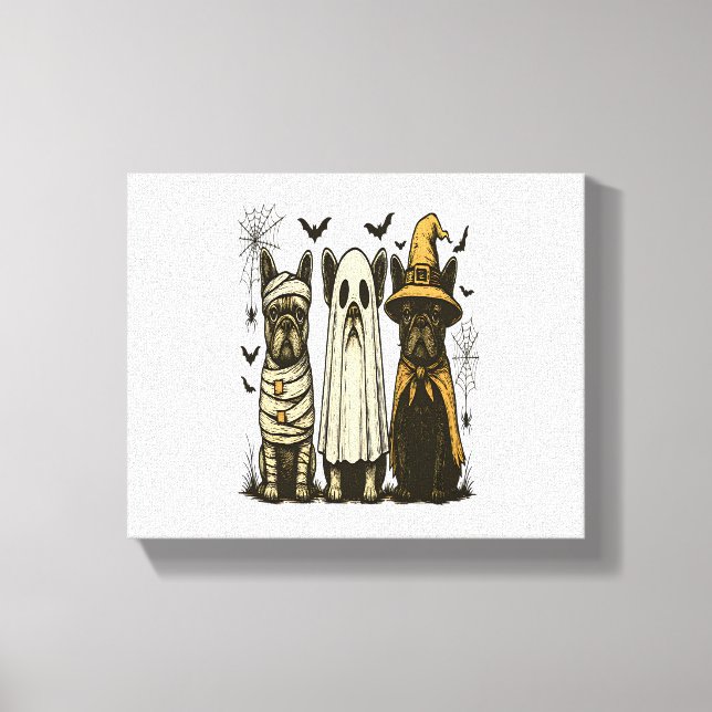 Retro Halloween Ghost French Bulldog Gothic Png Leinwanddruck (Vorderseite)
