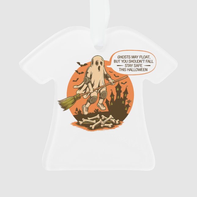 Retro Halloween Ghost Safety - Bleibe Safe Ornament (Vorderseite)