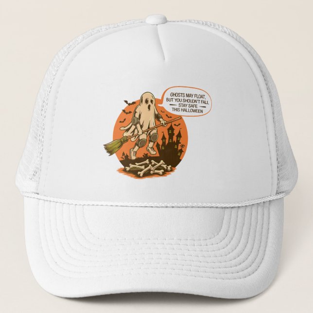 Retro Halloween Ghost Safety - Bleibe Safe Truckerkappe (Vorderseite)