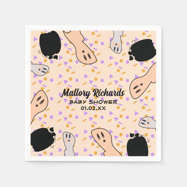 Retro Halloween Ghost Unsere kleine Boo Baby Dusch Serviette (Vorderseite)