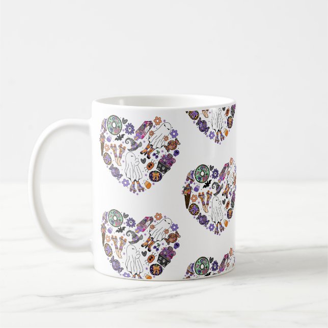 Retro Halloween Ghosts mit Roller Blades Kaffeetasse (Links)