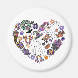 Retro Halloween Ghosts mit Roller Blades Magnet