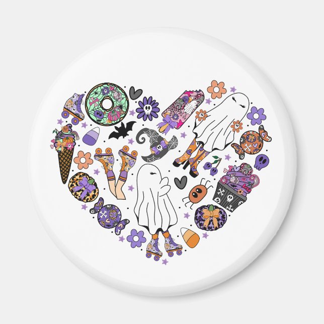 Retro Halloween Ghosts mit Roller Blades Magnet (Vorne)