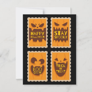 Retro Halloween Gruseliger Kürbis Vintage Boo Crew Postkarte