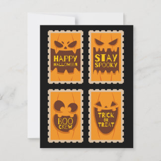 Retro Halloween Gruseliger Kürbis Vintage Boo Crew Postkarte