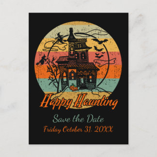 Retro Halloween Happy Haunting Spuk House Ankündigungspostkarte