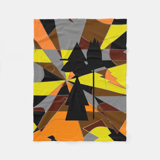 Retro Halloween Hexe Abstrakt Fleecedecke (Vorderseite)