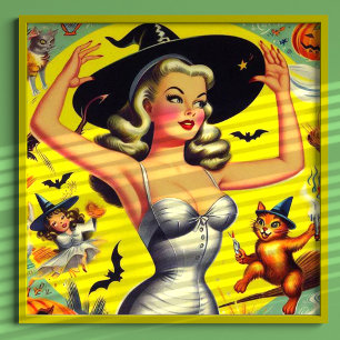 Retro-Halloween-Hexen-Pin-up Poster