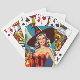 Retro-Halloween-Hexen-Pin-up Spielkarten