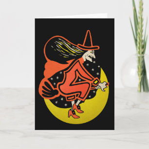 Retro-Halloween-Hexenkarte Feiertagskarte