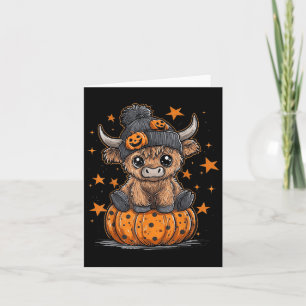 Retro Halloween Highland Cow Moo I Gemein Boo Fall Karte