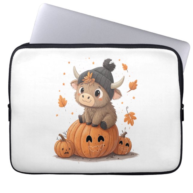 Retro Halloween Highland-Kuh 2 Laptopschutzhülle (Vorderseite)
