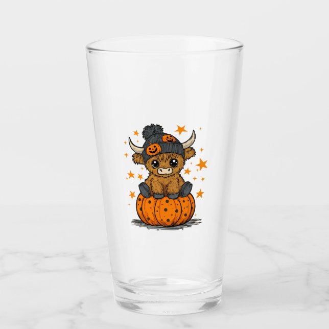Retro-Halloween-Hochlandkuh Glas (Vorderseite)
