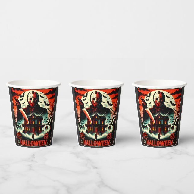 Retro Halloween Horror Night 80er Slasher Vibes Pappbecher (Multi)