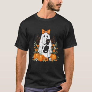Retro Halloween Katze Geist Floral Grusel Geister  T-Shirt