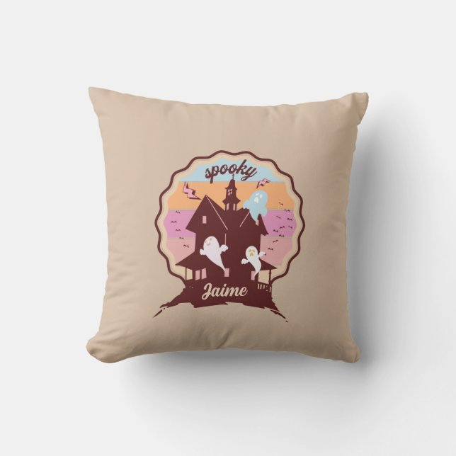 Retro Halloween Kostüm Spooky Spuk House Ghost Kissen (Vorderseite)