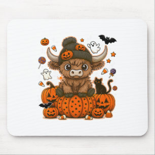 Retro Halloween Kuh Ghost Pumpkin Spooky Jahreszei Mousepad