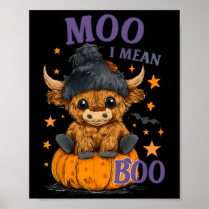 Retro Halloween Kuh Moo I Gemein Boo Funny Fall 1 Poster