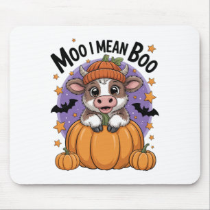 Retro Halloween Kuh Moo I Gemein Boo Funny Fall Mousepad