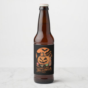 Retro Halloween Lang lebe der Herbst Gruselzeit Bierflaschenetikett