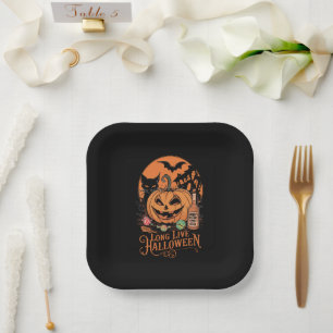 Retro Halloween Lang lebe der Herbst Gruselzeit Pappteller