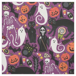 retro Halloween lila Stoff