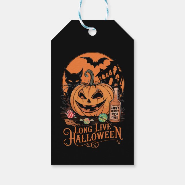 Retro Halloween Long Live Fall Spooky Saison Geschenkanhänger (Rückseite)