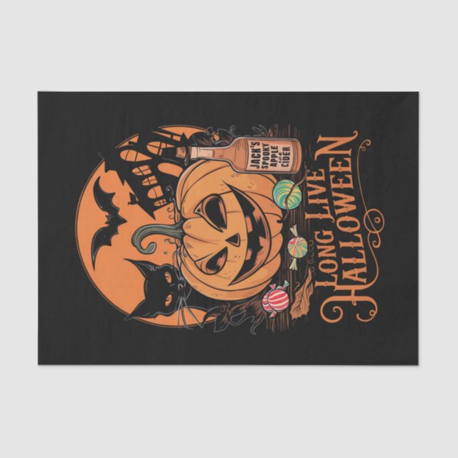 Retro Halloween Long Live Fall Spooky Saison Seidenpapier (Vorderseite)