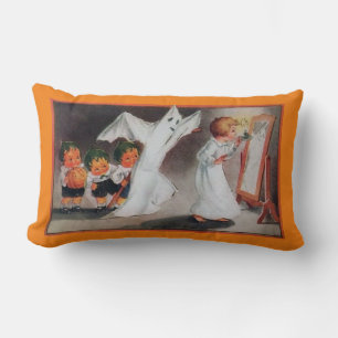 Retro-Halloween-Mädchen mit Kerzen-Kissen Lendenkissen