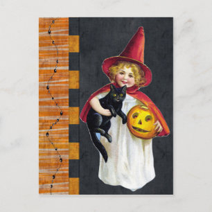 Retro-Halloween-Mädchen Postkarte
